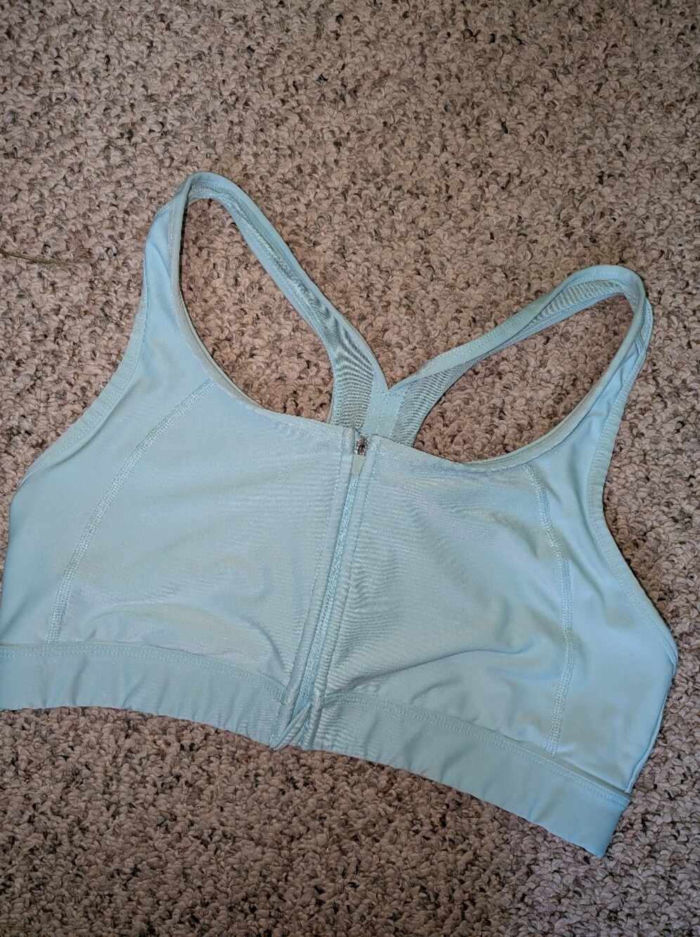 Jockey Mint Blue Front-Zip Racerback Sports Bra